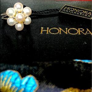 NWT!! Honora Flower White Pearl Ring Sterling Silver 925